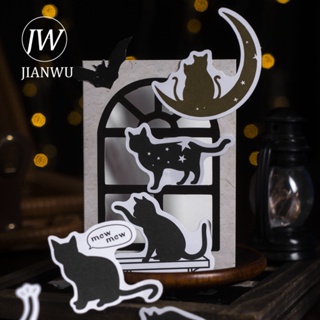 Jianwu สติกเกอร์กระดาษ ลายแมว Moonlight Helia Series Kawaii DIY สําหรับตกแต่งสมุดภาพ เครื่องเขียน 20 แผ่น