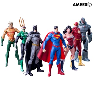 Ameesi ตุ๊กตาฟิกเกอร์ รูปปั้น Justice League Batman DC Justice League ขนาดเล็ก ของเล่นสะสม 7 ชิ้น ต่อชุด