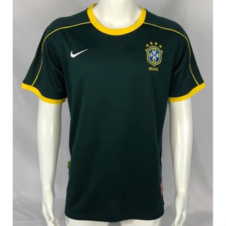 เสื้อกีฬาแขนสั้น ลายทีมชาติฟุตบอล Brazilian 1998 ชุดเหย้า สไตล์เรโทร พร้อมตัวเลข และชื่อ Tafarrell