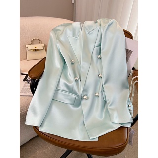 Advanced feeling pearl button suit coat girl 2023 spring new fashion socialite style style goddess style suit