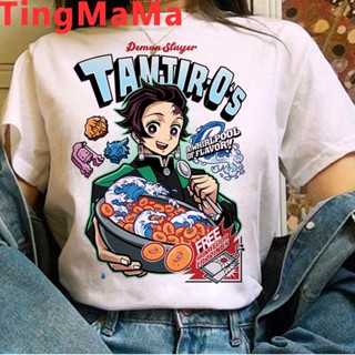 เสื้อยืด พิมพ์ลายกราฟิกอนิเมะ Demon Slayer Kimetsu No Yaiba สไตล์ญี่ปุ่น สําหรับผู้หญิง