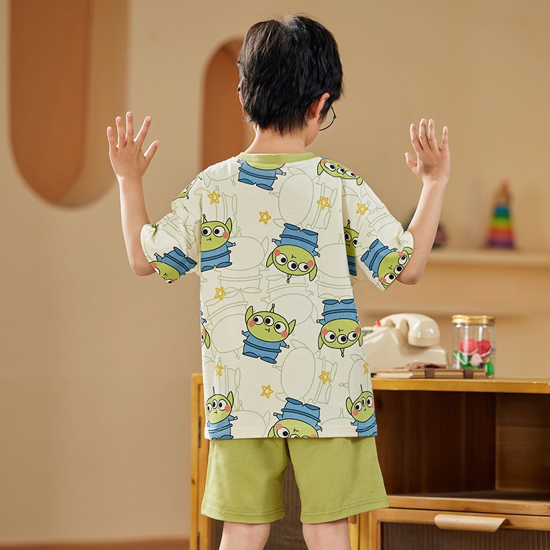 summer-new-little-monster-cotton-childrens-home-clothes-cute-cartoon-childrens-short-sleeved-pajamas