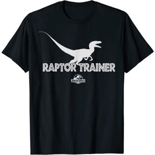 ดูดีนี่ เสื้อยืดแขนสั้น ผ้าฝ้าย 100% พิมพ์ลาย Jurassic World Raptor Trainer Silhouette แฟชั่นสําหรับผู้ชาย และผู้หญิง