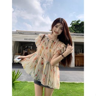 เสื้อเชิ้ตแขนบิน ปักลายดอกไม้ อินเทรนด์ใหม่ เหมาะกับฤดูร้อน สําหรับผู้หญิง