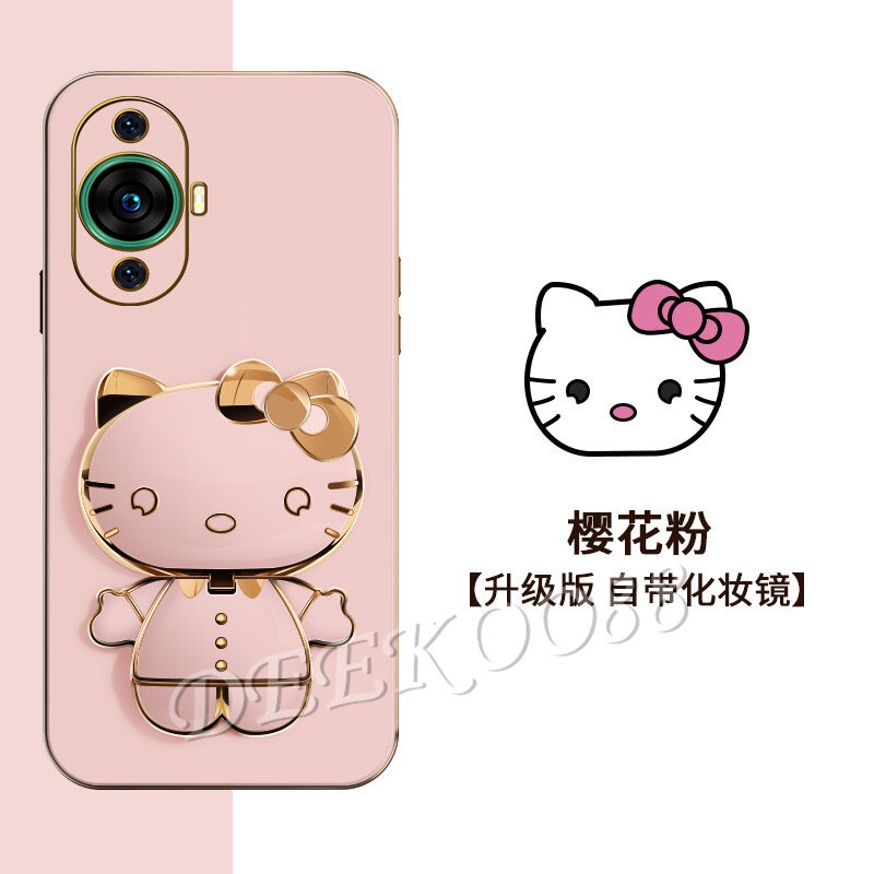 เคสโทรศัพท์มือถือ-แบบนิ่ม-ลาย-kt-น่ารัก-มีกระจกตั้งได้-สําหรับ-huawei-nova-11-pro-11i-10-se-y91-mate-50-p60-pro-nova11i-nova11pro