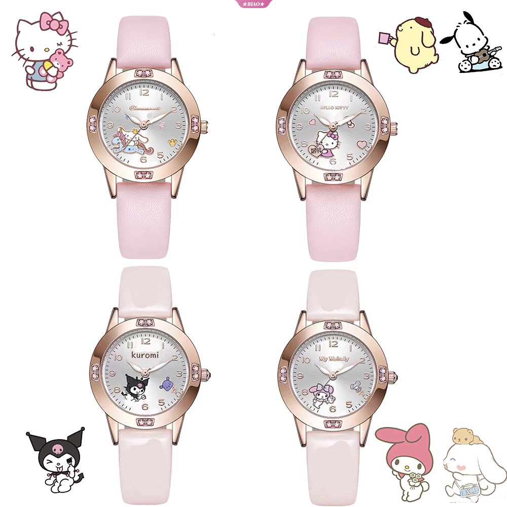 sanrio-kawaii-hello-kitty-นาฬิกา-my-melody-cinnamoroll-kuromi-นักเรียน-ผู้ชายและผู้หญิง-การ์ตูนเพชร-นาฬิกา-ของขวัญเด็ก-ของเล่น