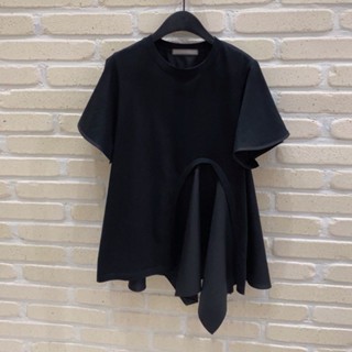 Fat MM oversized 300jin irregular short-sleeved t-shirt womens summer Korean version of the minority design feel loose bottomed blouse