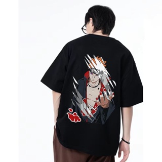 ผ้าฝ้ายแท้ Anime Naruto Street Crew Neck อนิเมะเสื้อยืดเสื้อผู้ชาย Unisex