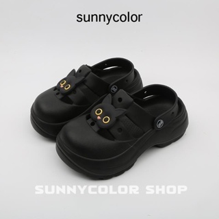 SUNNYCOLOR รองเท้าแตะแบบสวม หัวโต เพิ่มความสูง สีสันสดใส น่ารัก แฟชั่นสำหรับผู้หญิ B21H0J7