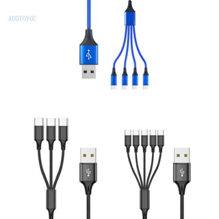 【3C】สายชาร์จไนล่อนถัก 3 4 5 in 1 หลายพอร์ต USB C