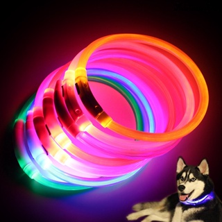 [COD]☆ปลอกคอสุนัข LED เรืองแสง ชาร์จ USB สําหรับลูกสุนัขกลางแจ้ง