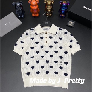 ฉลากถูกต้อง D➕เสื้อโปโลแขนสั้น ผ้าวูลถัก แต่งรูกลวง ลายหัวใจ แฟชั่นฤดูใบไม้ผลิ และฤดูร้อน 23 ชิ้น