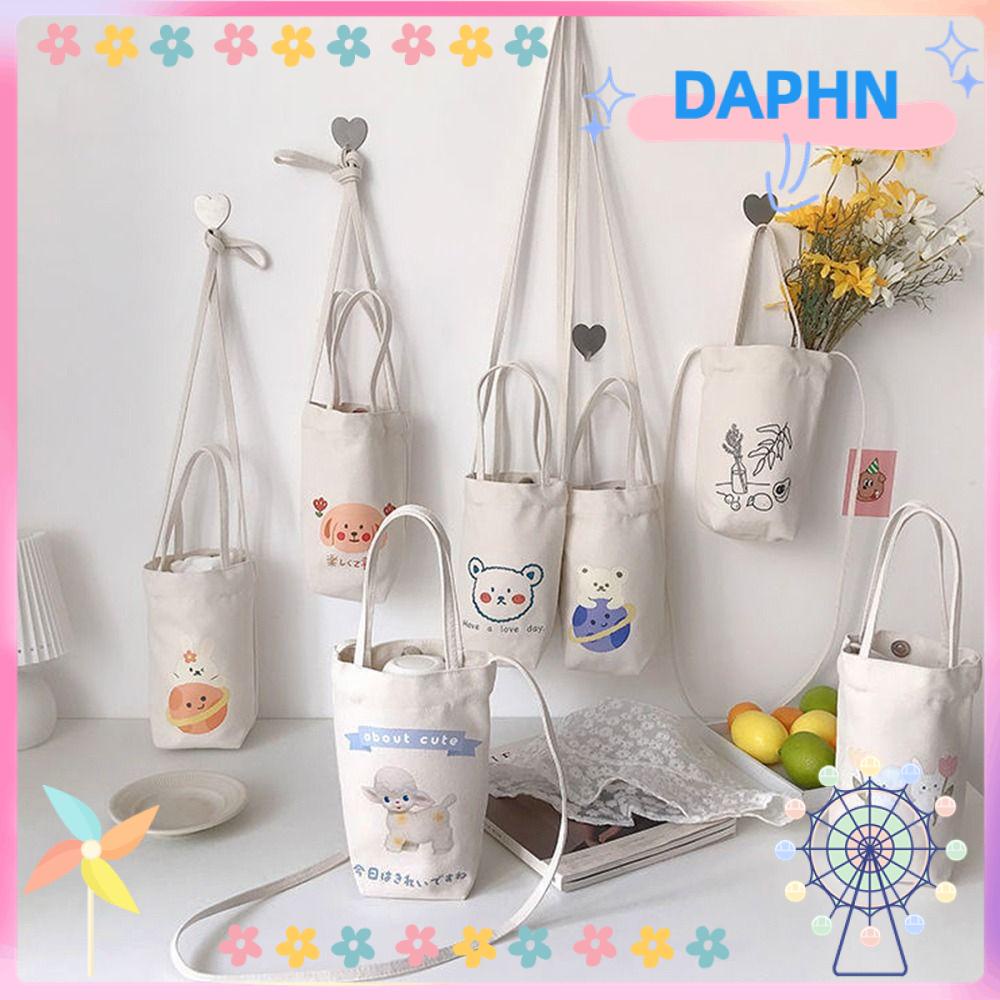 daphs-กระเป๋าใส่ขวดน้ํา-ผ้าแคนวาส-พิมพ์ลายการ์ตูน-พร้อมสายคล้อง-ฉนวนกันความร้อน