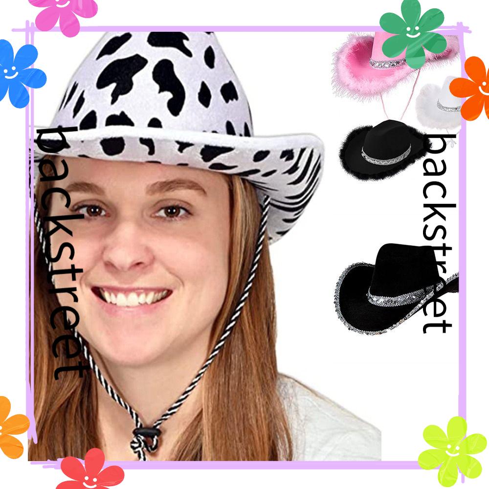 backstreet-หมวกคาวบอยผู้หญิงเลื่อมอุปกรณ์เสริมคาวบอยเครื่องแต่งกายปาร์ตี้เลื่อมหมวกคาวบอย
