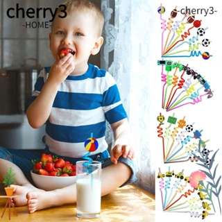 Cherry3 หลอดดูดน้ํา พลาสติก ลายการ์ตูน 8 ชิ้น สําหรับตกแต่งปาร์ตี้ ของขวัญเด็ก