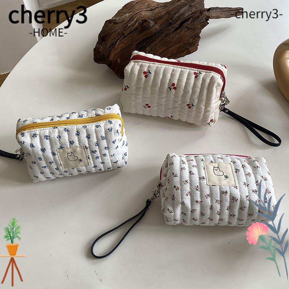 cherry3-กระเป๋าเครื่องสําอาง-ผ้าฝ้าย-ลายดอกไม้-แบบพกพา
