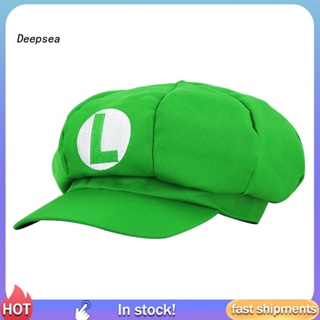 หมวกคอสเพลย์ Super Mario Bros Luigi ทรงแปดเหลี่ยม ป้องกันแดด อุปกรณ์ประกอบฉาก สําหรับชาย และหญิง
