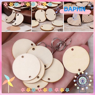 Daphs แผ่นป้ายแท็กไม้ ทรงกลม รูปดาว หัวใจ สําหรับตกแต่งงานหัตถกรรม DIY 50 ชิ้น ต่อชุด