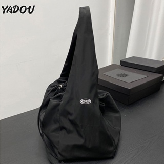 YADOU แฟชั่นบีมลำแสงสีดำกระเป๋าสะพายไหล่ความจุขนาดใหญ่สบาย ๆ อเนกประสงค์