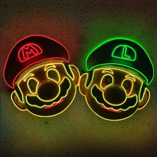 หน้ากากคอสเพลย์ Super Mario Bros มีไฟ LED สําหรับเด็กผู้ชาย
