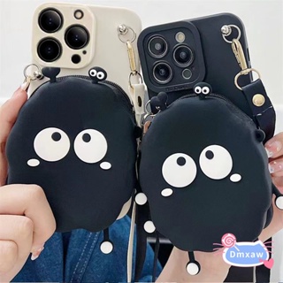 เคสโทรศัพท์มือถือ ลายการ์ตูนน่ารัก พร้อมกระเป๋าสตางค์ และสายคล้อง สีดํา สําหรับ Xiaomi Redmi K40S Note 11 12 Pro 4G 11S Poco X3 GT M3 Pro 5G X3 NFC X3 Pro