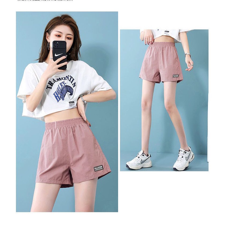 กางเกงกีฬาขาสั้น-เอวสูง-ทรงหลวม-แบบแห้งเร็ว-เหมาะกับใส่ออกกําลังกาย-สําหรับผู้หญิง