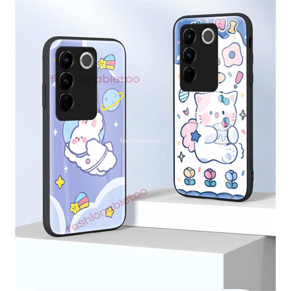 เคสโทรศัพท์มือถือกระจกนิรภัย-tpu-นิ่ม-ขอบแข็ง-กันกระแทก-สําหรับ-vivo-v27-e-v27e-v-27e-v27-pro-v27pro