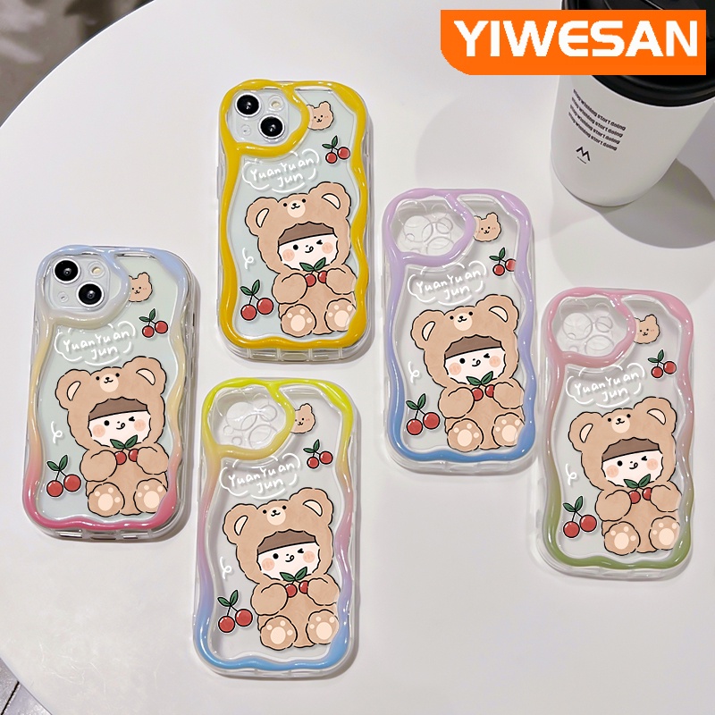 เคสโทรศัพท์มือถือแบบนิ่ม-ใส-กันกระแทก-ลายการ์ตูนหมี-เชอร์รี่-เด็กผู้หญิง-สําหรับ-iphone-12-12-pro-12-mini-12-pro-max
