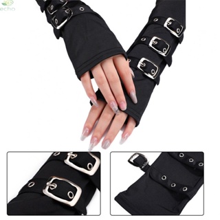 ถุงมือคอสเพลย์โกธิค Armwarmers Shadow Buckle Warmers สไตล์พังก์โกธิค