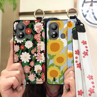 flower Kickstand Phone Case For ZTE Blade L220 Silicone Oil Painting Dirt-resistant Shockproof Durable Back Cover protective