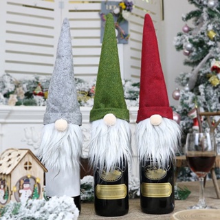 Christmas_ ถุงคลุมขวดไวน์ แชมเปญ โนม คริสต์มาส ของขวัญ ตกแต่งงานเลี้ยง