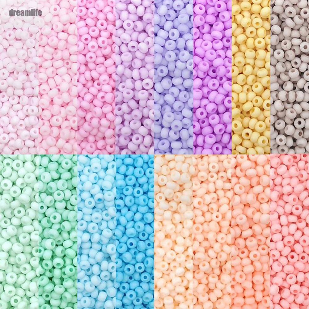 dreamlife-seed-beads-10g-3mm-blue-brown-frosted-matte-pink-round-spacer-solid-color