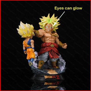 โมเดลฟิกเกอร์ Fash Dragon Ball Broli vs Son Goku Action Figure Q Version Super Saiyan Glowing Eyes ของเล่นสําหรับเด็ก