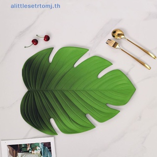Alittlese แผ่นรองแก้ว EVA รูปเต่า ใบไม้ สีเขียวเขตร้อน สําหรับตกแต่งปาร์ตี้ TH