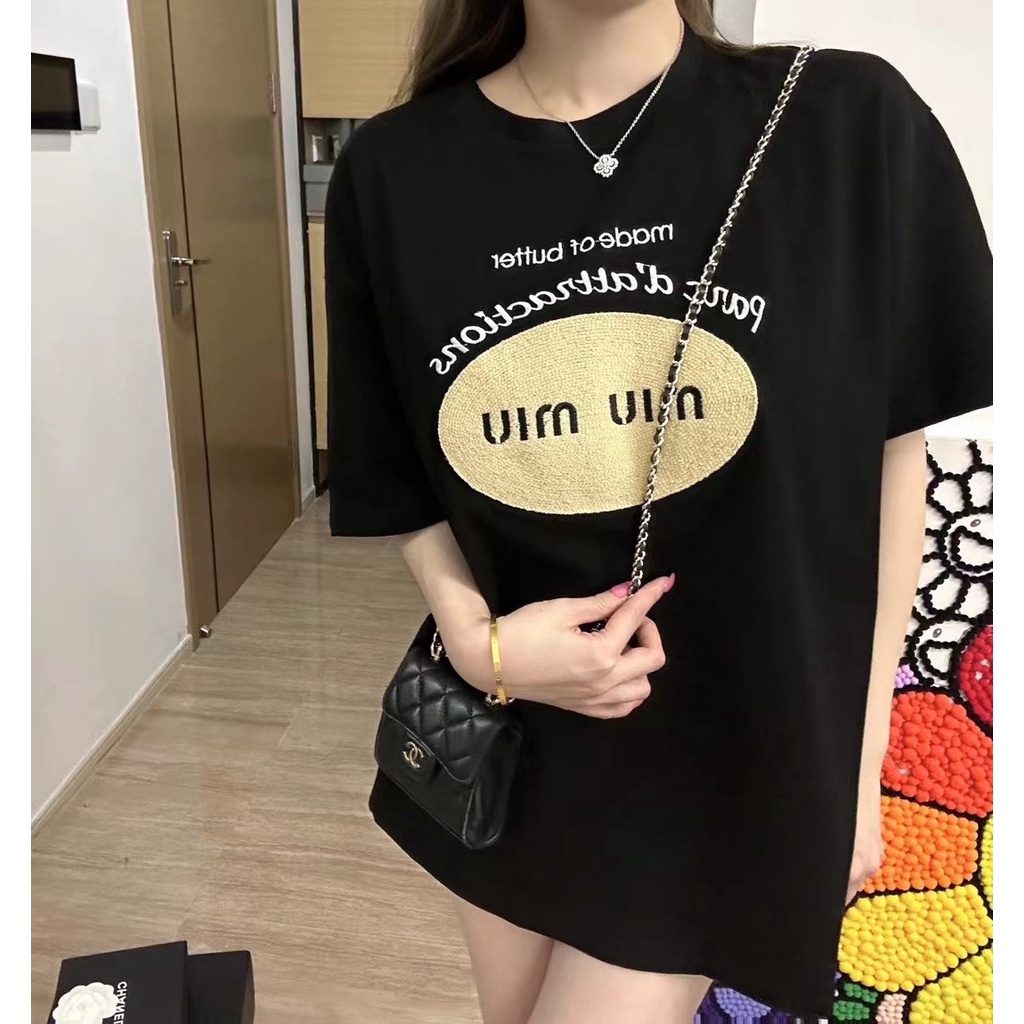 2xha-miu-miu-2023-autumn-and-winter-new-sanding-design-letter-printing-logo-decorative-design-fashion-round-neck-short-sleeve-t-shirt-for-women