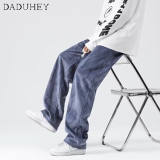 DaDuHey🔥 2023 New American Style Fashion Brand Hip Hop Loose Casual Pants Mens Corduroy Full Printed Fashionable All-Match Straight Pants