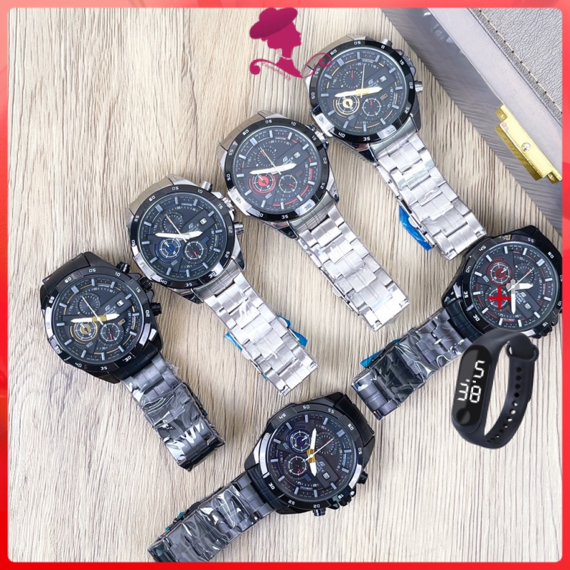 casio-edifice-efr-539-นาฬิกาผู้ชาย-แฟชั่นมัลติฟังก์ชั่โครโนกราฟสแตนเลสนาฬิกาข้อมือธุรกิจ