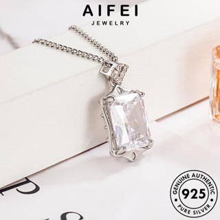 AIFEI JEWELRY สร้อยคอ เครื่องประดับ เงิน เกาหลี มอยส์ซาไนท์ Silver แฟชั่น โกลด์ ผู้หญิง ไดมอนด์ เครื่องประดับ จี้ ต้นฉบับ 925 สี่เหลี่ยม แท้ N23