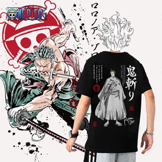 ☑❡☒เสื้ออนิเมะ One Piece Anime Ghost Cut สีดำ เสื้อยืดผ้าฝ้ายพิมพ์ลาย