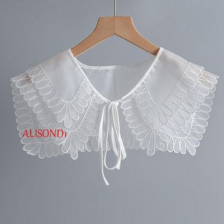 Alisond1 ผ้าคลุมไหล่ ผ้าลูกไม้ คอปกปลอม อินเทรนด์ น่ารัก ปักลาย ผู้หญิง เสื้อผ้า อุปกรณ์เสริม มินิเคป ที่ถอดออกได้ ผู้หญิง ผ้าคลุมไหล่ ถอดออกได้ คอตุ๊กตา