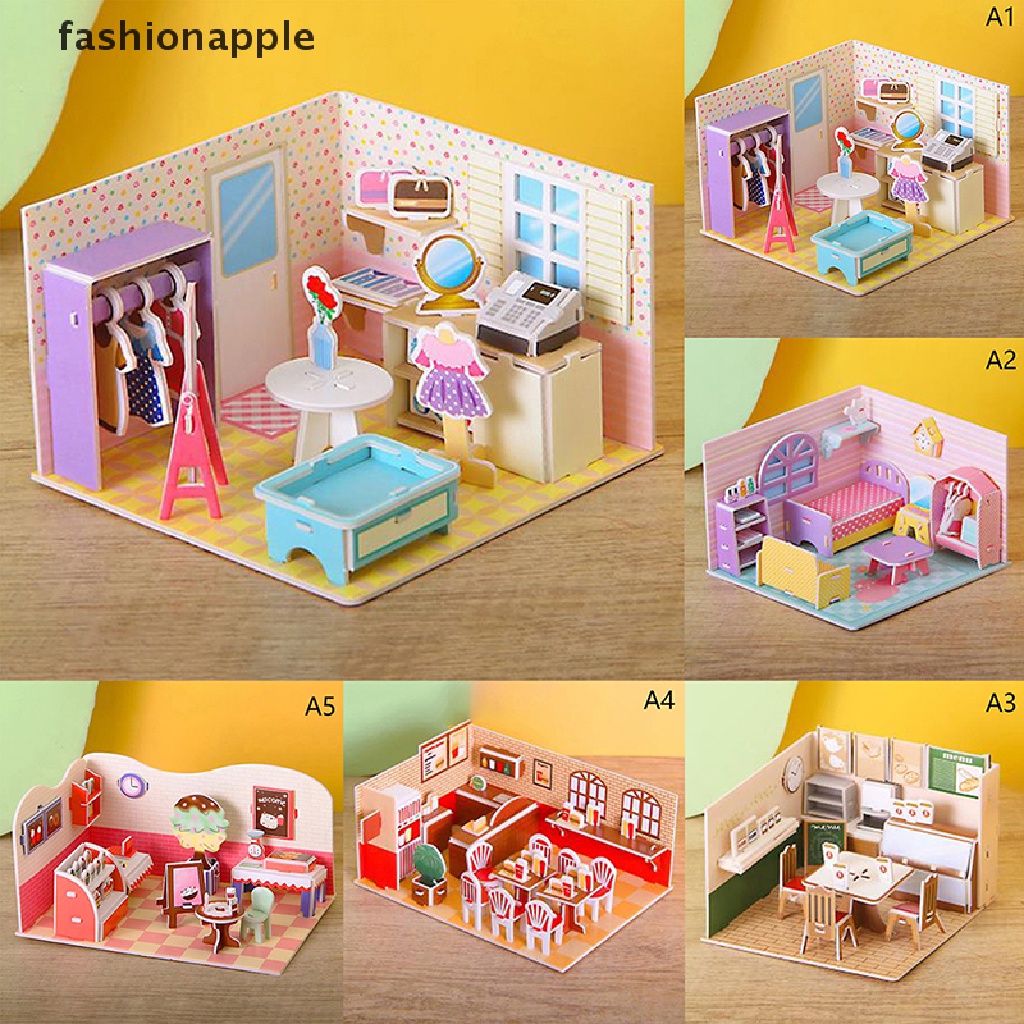 fashionapple-โมเดลบ้านตุ๊กตากระดาษ-3d-diy-พร้อมเฟอร์นิเจอร์-ของเล่นสําหรับเด็ก