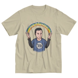 AABเสื้อยืดผ้าฝ้ายพรีเมี่ยม ใหม่ เสื้อยืด ผ้าฝ้าย พิมพ์ลาย The Big Bang Theory Sheldon Cooper Bazinga 73 แฟชั่น สําหรับผ
