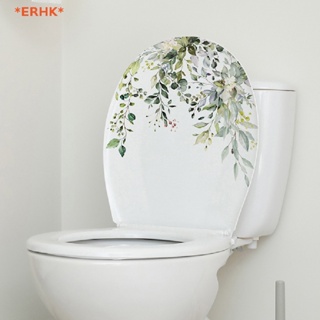 Erhk&gt; สติกเกอร์ติดผนังห้องน้ํา ห้องนั่งเล่น มีกาวในตัว ลายใบไม้สีเขียว