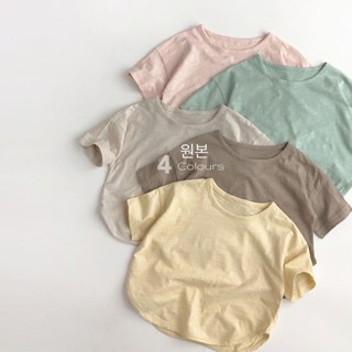 พร้อมส่ง ขายดี เสื้อยืดแขนสั้น ผ้าฝ้าย สีพื้น สไตล์เกาหลี ญี่ปุ่น แฟชั่นฤดูร้อน สําหรับเด็กผู้ชาย และผู้หญิง 2023