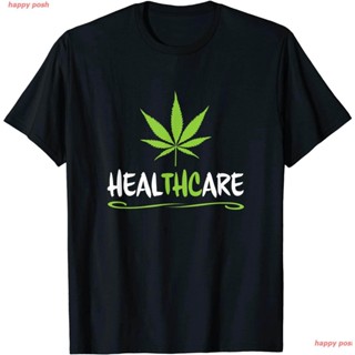 【HOT SALE】happy posh กัญชา เสื้อยืดกัญชา เสื้อยืดผู้ เสื้อยืดผูหญิง HEALTHCARE - THC Pot Leaf Support Medical Marijuana