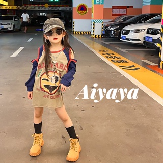 สินค้า Aiyaya เสื้อผ้าเด็กผู้หญิง เดรสเด็กผู้หญิง ชุดเดรสเด็กสไตล์สุดชิค แขนยาว พอดีกับเด็กสาว（588）