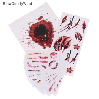 Blowgentlywind สติกเกอร์รอยสัก รอยแผลเป็นปลอม รอยแผลเป็น รอยแผลเป็น รอยแผลเป็น ตกแต่งฮาโลวีน ซอมบี้คอสเพลย์ 11 ชิ้น
 Bgw