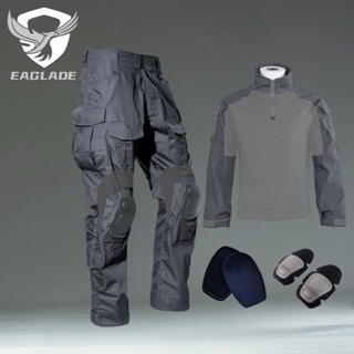 Eaglade กางเกงยุทธวิธี ลายกบ YDJX-G3TZ-HXHZ สีเทา กันน้ํา ทนต่อการสึกหรอ ป้องกันเข่า ข้อศอก