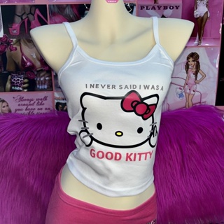 SANRIO เสื้อกล้ามแขนกุด เสริมฟองน้ํา ลายการ์ตูนอนิเมะ Hello Kitty เหมาะกับของขวัญ สําหรับนักเรียนหญิง