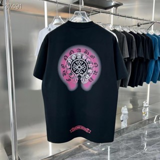 DFSU Chrome Hearts Tide brand Cross Heart T-shirt 2023 Summer new horseshoe printed letter short sleeve round neck T-shirt for men and women